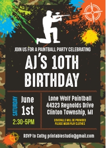 Paintball Invitation: Paintball Party Bundle