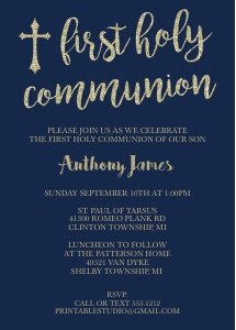 Communion Gold Glitter Invitation design preview