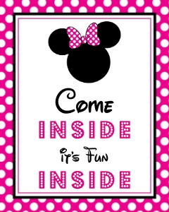 Minnie Hot Pink Sign Set 8x10: Minnie Hot Pink Sign Set