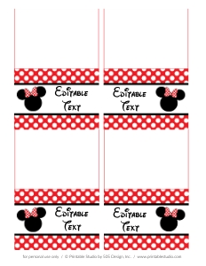 Minnie Red Food Labels Small: Minnie Food Labels Red
