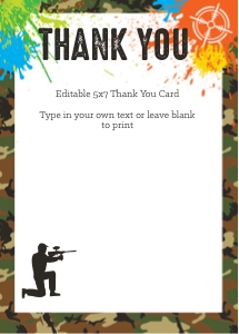 Paintball Thank You Card design preview