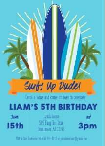 Surfer Boy Invitation design preview