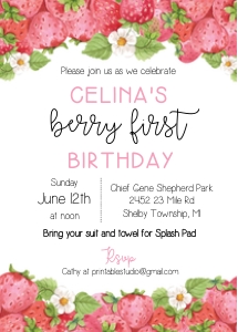Strawberry Invitation design preview