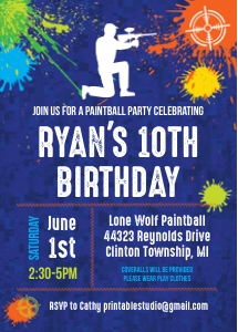 Paintball Blue Invitation design preview