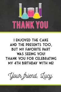 Science Pink Thank You  4x6: Science Pink Party Bundle