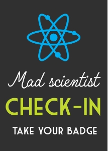 Science Blue Checkin Sign 5x7: Science Blue Checkin Signs