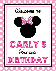 Minnie Pink Welcome 8x10: Minnie Pink Sign Set