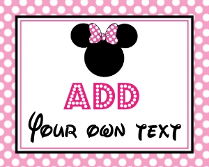 Minnie Pink Signs 10x8: Minnie Pink Sign Set