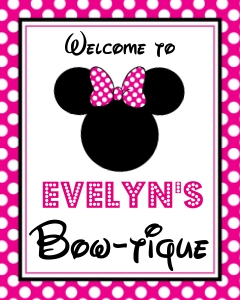 Minnie Hot Pink Sign Welcome 8x10: Minnie Hot Pink Sign Set