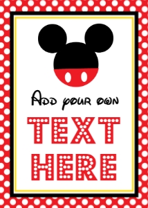 Mickey Signs 5x7: Mickey Red Sign Set
