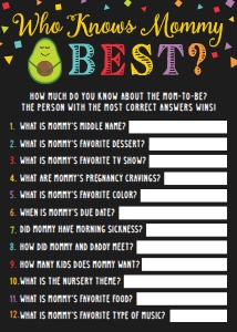 Fiesta Baby Shower Who Knows Mommy Best? Game BB035: Fiesta Baby Shower Games Set Template BB035 MASTER