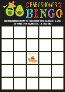 Fiesta Baby Shower Bingo Game BB035: Fiesta Baby Shower Games Set Template BB035 MASTER