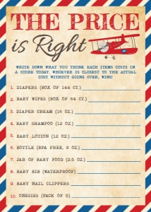 Airplane Travel Baby Shower The Price Is Right Game BB036: Airplane Baby Shower Games Set Templates BB036 MASTER