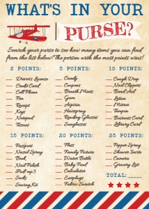 Airplane Travel Baby Shower What's In Your Purse? Game BB036: Airplane Baby Shower Games Set Templates BB036 MASTER