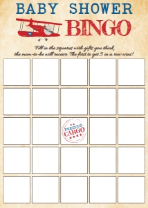 Airplane Travel Baby Shower Bingo Game BB036: Airplane Baby Shower Games Set Templates BB036 MASTER