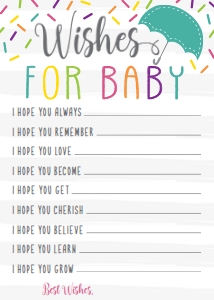 Sprinkle Baby Shower Wishes Card BB028: Sprinkle Baby Shower Predictions, Advice, and Wishes Set Templates BB028 MASTER