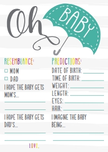 Sprinkle Baby Shower Predictions Card  BB028: Sprinkle Baby Shower Predictions, Advice, and Wishes Set Templates BB028 MASTER