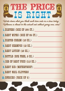 Cowboy Baby Shower Game Set Templates BB025 MASTER design preview