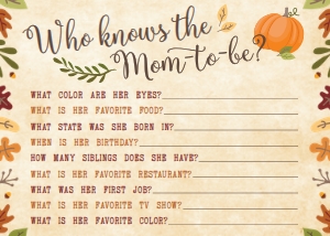 Fall Rustic Baby Shower Who Knows Mommy Best? Game BB012: Fall Rustic Baby Shower Game Set Templates BB012 MASTER