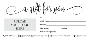 Simple Black and White Script Gift Certificate design preview