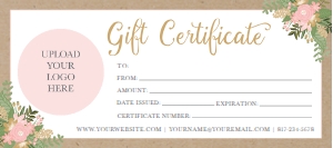 Kraft and Blush Floral Gift Certificate: Kraft and Blush Floral Gift Certificate