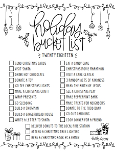 Holiday Bucket List design preview