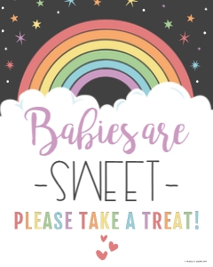 Rainbow Baby Shower Treats Sign BB052: Rainbow Baby Shower Signs Set Templates BB052 MASTER