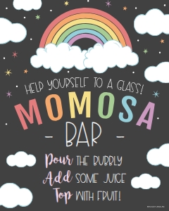 Rainbow Baby Shower Mimosa Sign BB052: Rainbow Baby Shower Signs Set Templates BB052 MASTER