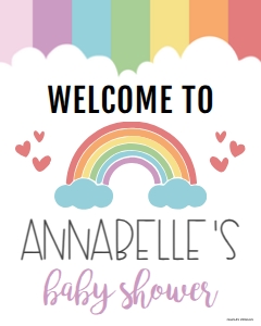Rainbow Baby Shower Welcome Sign BB052: Rainbow Baby Shower Signs Set Templates BB052 MASTER