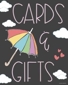 Rainbow Baby Shower Cards & Gifts Sign BB052: Rainbow Baby Shower Signs Set Templates BB052 MASTER
