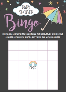 Rainbow Baby Shower Bingo Game BB052: Rainbow Baby Shower Bingo Game Template BB052 MASTER
