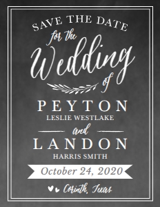 Chalk Simple Greenery Wedding Save the Date Template WW002 MASTER design preview