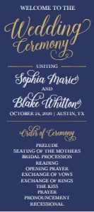 Elegant Navy Gold Border Wedding Program Template WW006: Elegant Navy Gold Border Wedding Program Template WW006 MASTER