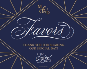 Gatsby Navy Wedding Favors Sign Template WW009 MASTER design preview