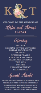 Navy and Blush Elegant Floral Wedding Program Template WW013 MASTER design preview