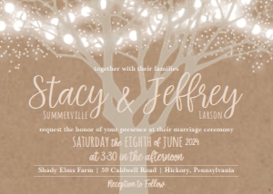 Tree Lights Kraft Rustic Wedding Invitation, RSVP, and Details Set Templates WW025 MASTER design preview
