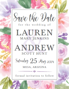 Spring Floral Wedding Save the Date Template WW015: Spring Floral Wedding Save The Date Template WW015 MASTER