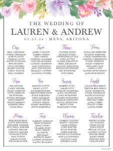 Spring Floral Wedding Seating Chart Template 18X24 WW015: Spring Floral Wedding Seating Chart Sign Template WW015 MASTER
