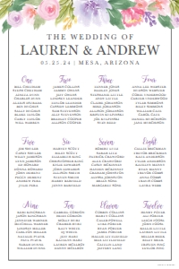Spring Floral Wedding Seating Chart Template 24X36 WW015: Spring Floral Wedding Seating Chart Sign Template WW015 MASTER