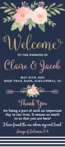 Navy Striped Blush Floral Wedding Program Template WW018: Navy Striped Blush Floral Wedding Program Template WW018 MASTER