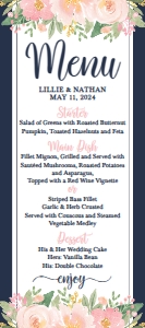 Navy and Blush Floral Wedding Menu Template WW017: Navy and Blush Floral Wedding Menu Template WW017 MASTER