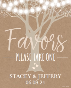 Tree Lights Kraft Rustic Wedding Favors Sign Template WW025 MASTER design preview