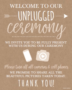 Tree Lights Kraft Rustic Wedding Unplugged Ceremony Sign Template WW025 MASTER design preview