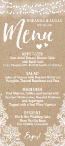 Kraft Lace Rustic Wedding Menu Template WW026: Kraft Lace Rustic Wedding Menu Template WW026 MASTER