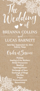 Kraft Lace Rustic Wedding Program Template WW026: Kraft Lace Rustic Wedding Program Template WW026 MASTER