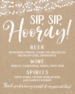 Kraft Lace Rustic Wedding Bar Drinks Sign Template WW026: Kraft Lace Rustic Wedding Bar Drinks Sign Template WW026 MASTER