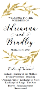 Gold Shimmer Laurel Wedding Program Template WW036: Gold Shimmer Laurel Wedding Program Template WW036 MASTER