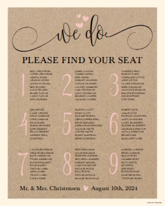 We Do Kraft Wedding Seating Chart Template 16X20 WW031: We Do Kraft Wedding Seating Chart Template WW031 MASTER