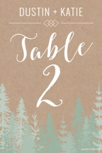 Rustic Pine Tree Outdoor Wedding Table Numbers Template WW039: Rustic Pine Tree Outdoor Wedding Table Numbers Template WW039 MASTER