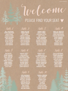 Rustic Pine Tree Outdoor Wedding Seating Chart Sign Template 18X24 WW039: Rustic Pine Tree Outdoor Wedding Seating Chart Sign Template WW039 MASTER